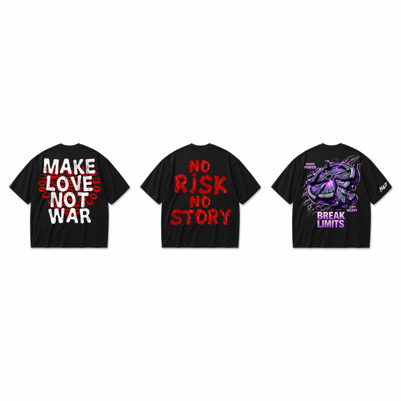 Kit 3 Camisetas Oversized Frases