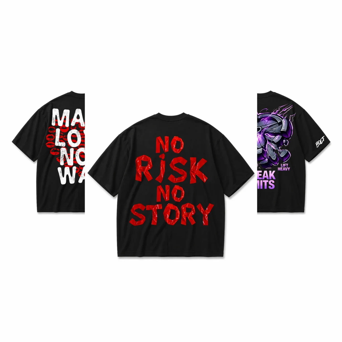 Kit 3 Camisetas Oversized Frases, outra vista